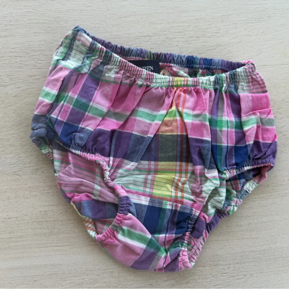 Ralph Lauren Baby Plaid Ruffle Dress Multi-Color, 9 Months